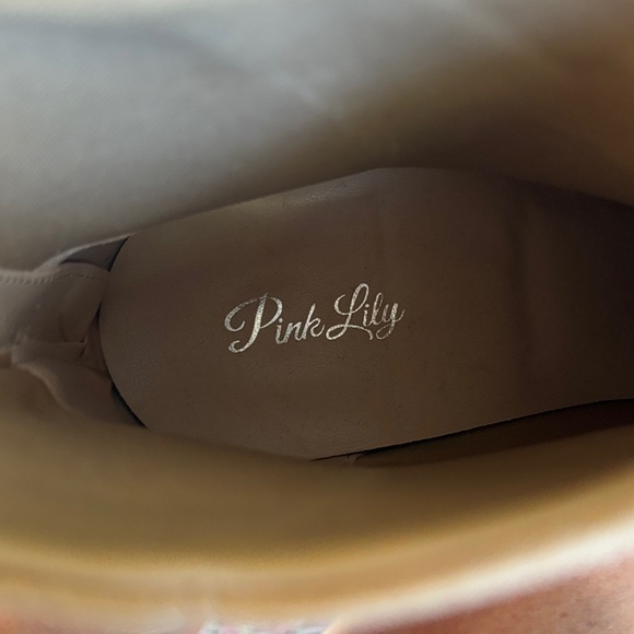 Pink Lily Cream Ankle Boots with Pearl Detail - Picture 8 of 8